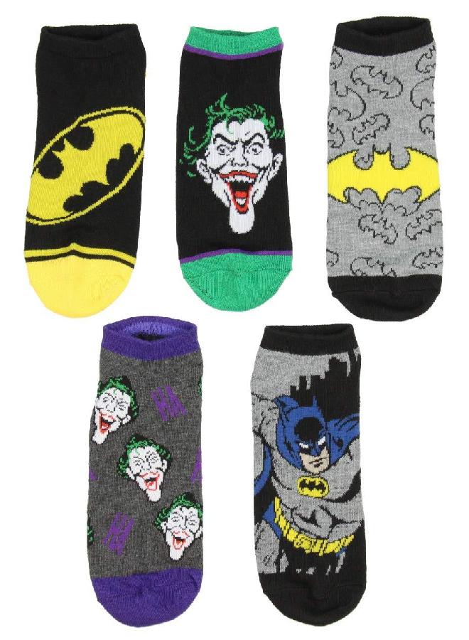 Bioworld DC Comics Batman And Joker Designs 5 Pack Men And Women Ankle Socks - Image 3