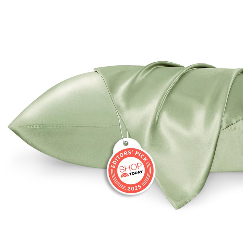Bedsure Satin Pillowcase 2 Pack Similar to Silk Pillow Cases Standard Size, Pillow Case for Sleeping Women with Envelope Closure, Gifts for Women Men, Sage Green, 20x26 Inches, 2pcs - Image 1