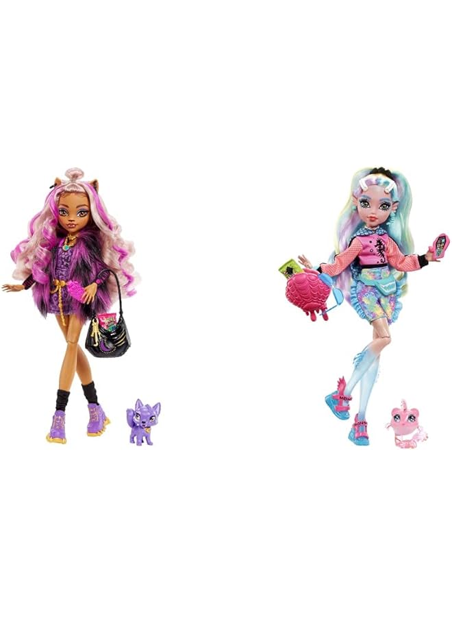 ماتيل جيمز دمية مونستر هاي كلاودين وولف مع شعر أرجواني مخطط لكلب أليف - Image 1