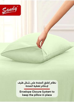 Sandy Sandy Premium Hotel Quality Flat Sheet and Pillow Cases, Bed Sheet 3 Pieces Set, Soft & Breathable and Cooling, King Size 274 x 259 cm, Green Tea  - Image 5