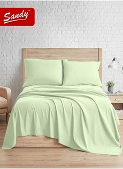Sandy Sandy Premium Hotel Quality Flat Sheet and Pillow Cases, Bed Sheet 3 Pieces Set, Soft & Breathable and Cooling, King Size 274 x 259 cm, Green Tea  - Image 2