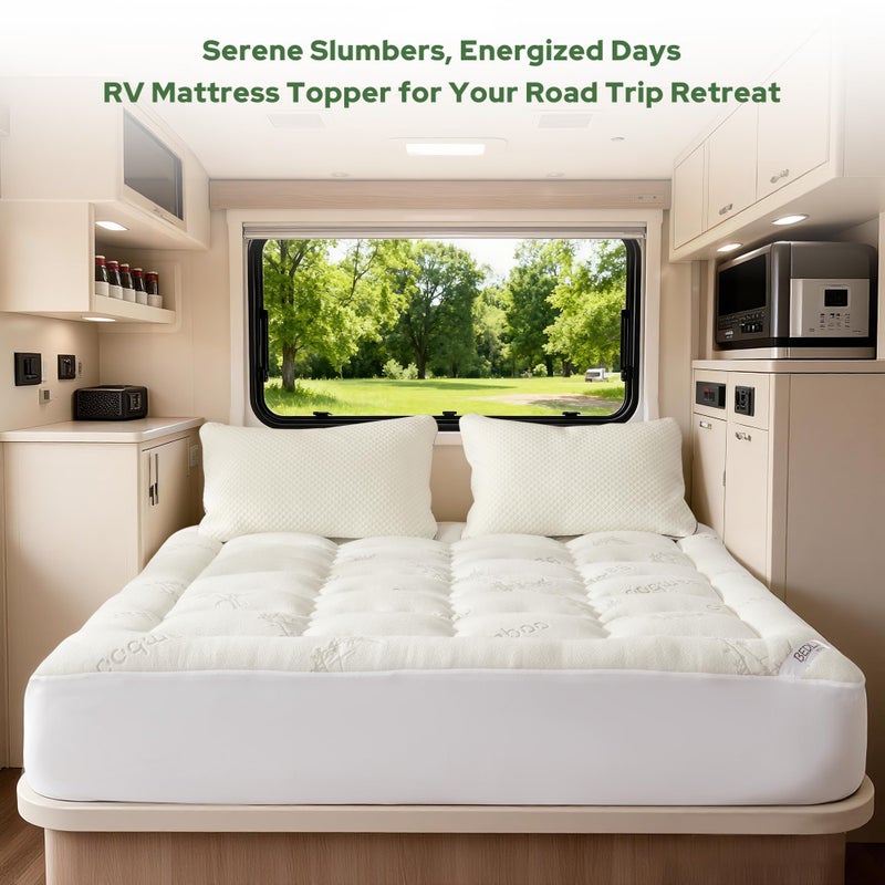 BEDLORE RV Queen Mattress Topper Viscose Derived from Bamboo,Pillow Top Mattress Pad with Stretchable Pockets for 6-18 inches Mattress, Soft Breathable Mattress Topper for Back Pain Relief - Image 2