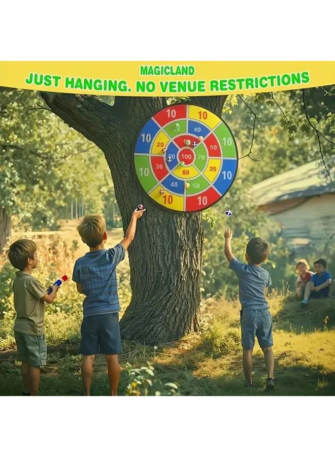 Small Dartboard Set with 6 Balls 29 Inch Colorful Sticky Darts for Kids Indoor Outdoor Family Bonding Hand Eye Coordination Gift - Image 1