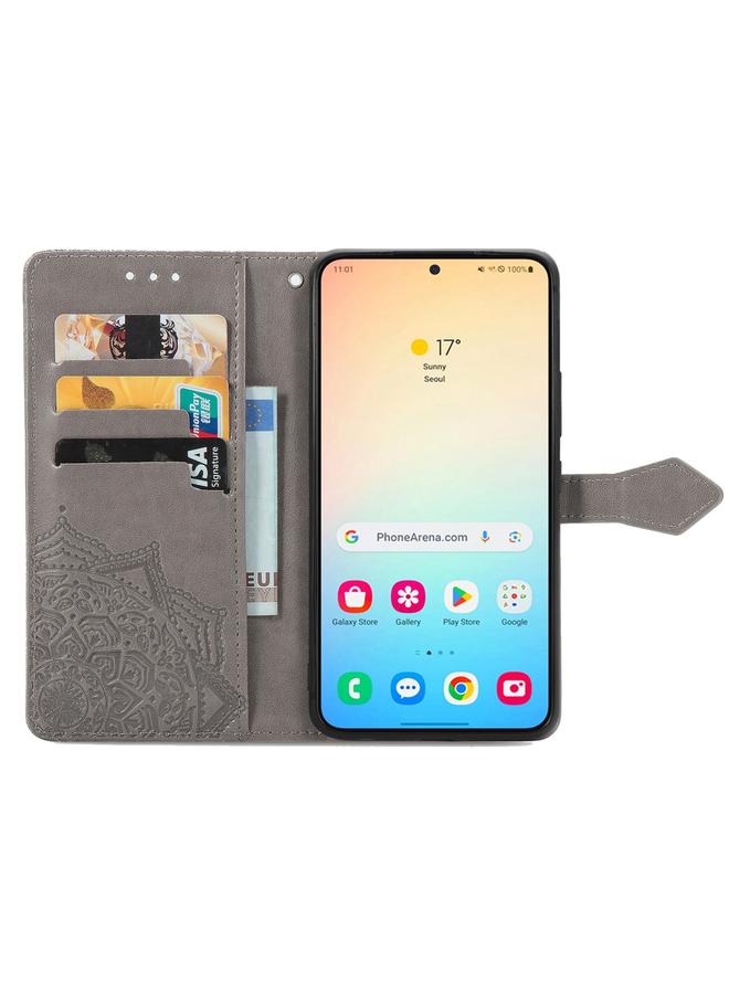 اس-توب جراب لهاتف Samsung Galaxy S25+ 5G، جراب هاتف جلدي منقوش بزهرة ماندالا - Image 3