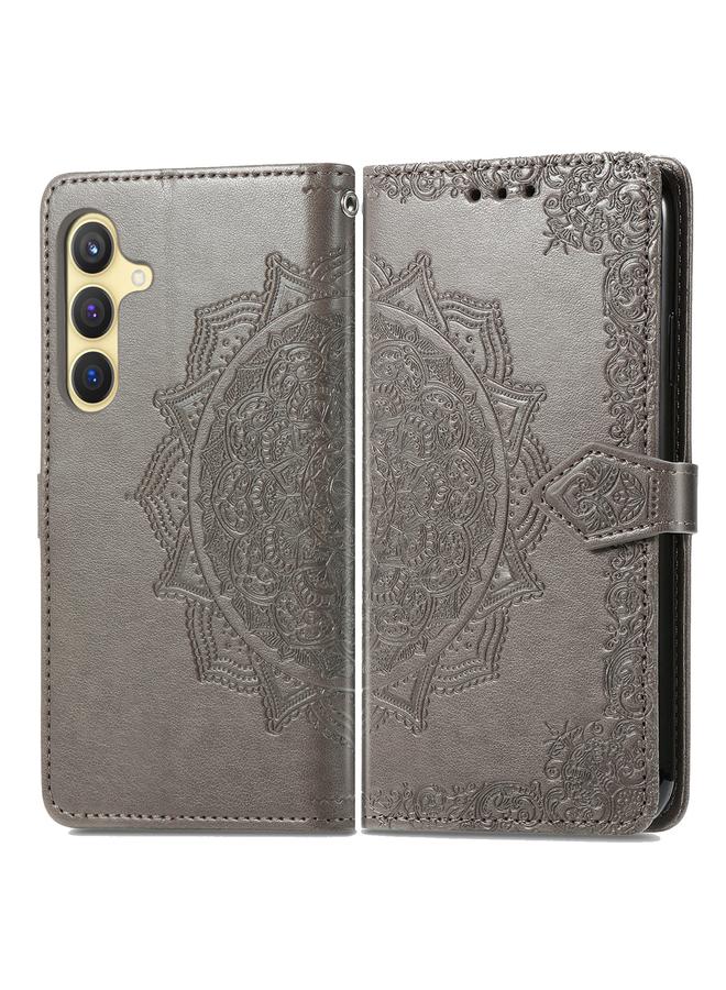 اس-توب جراب لهاتف Samsung Galaxy S25+ 5G، جراب هاتف جلدي منقوش بزهرة ماندالا - Image 2