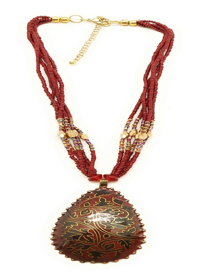 دي سي أيه قلادة نسائية من الزجاج الأحمر والنحاس من DCA (4327) - Image 1