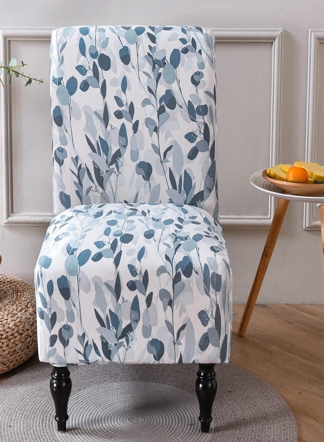 Jusmate Armless Accent Chair Cover Slipcover, Stretch Chair Slipper Super Fit Armless Chair Furniture Protector Cover Slipcover for Living Room Hotel (Blue/White) - Image 5