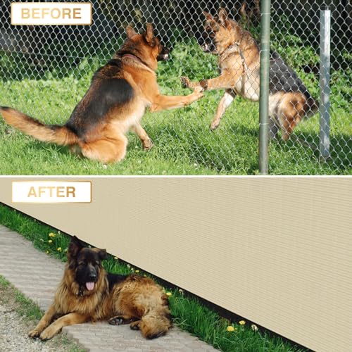 INFRANGE Privacy Fence Screen 5' x 12' Fencing Cover Heavy Duty Mesh Windscreen Cloth for Outdoor Garden Patio Backyard Chain Link Fence Beige - Image 2