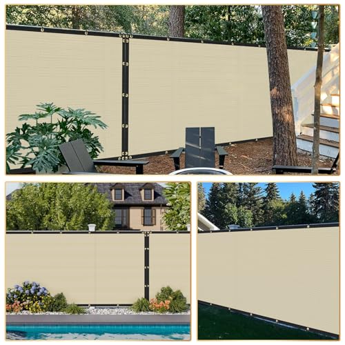 INFRANGE Privacy Fence Screen 5' x 12' Fencing Cover Heavy Duty Mesh Windscreen Cloth for Outdoor Garden Patio Backyard Chain Link Fence Beige - Image 3
