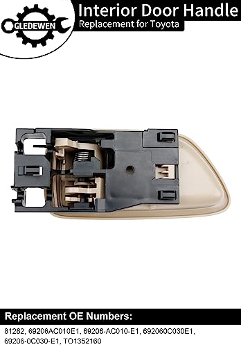 Gledewen Interior Door Handle W/ Bezel, Compatible with 2000 2001 2002 2003 2004 2005 2006 2007 Toyota Avalon Sequoia Tundra（Crew Cabs), Beige, Front / Rear Inside Left Driver | 69206-0C030-E1,69206-AC010-E1 - Image 3