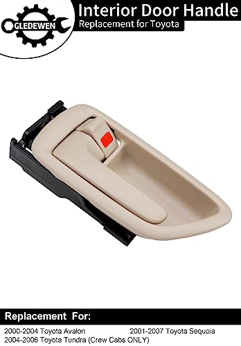 Gledewen Interior Door Handle W/ Bezel, Compatible with 2000 2001 2002 2003 2004 2005 2006 2007 Toyota Avalon Sequoia Tundra（Crew Cabs), Beige, Front / Rear Inside Left Driver | 69206-0C030-E1,69206-AC010-E1 - Image 2