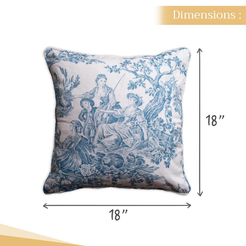 Maison d' Hermine Decorative Pillow Covers 18 x 18 Inch Square 100% Cotton Throw Pillow Covers with Invisible Zipper for Living Room Couch, Chair, Sofas, Bedroom, Home (The Miller - Denim) - Image 5