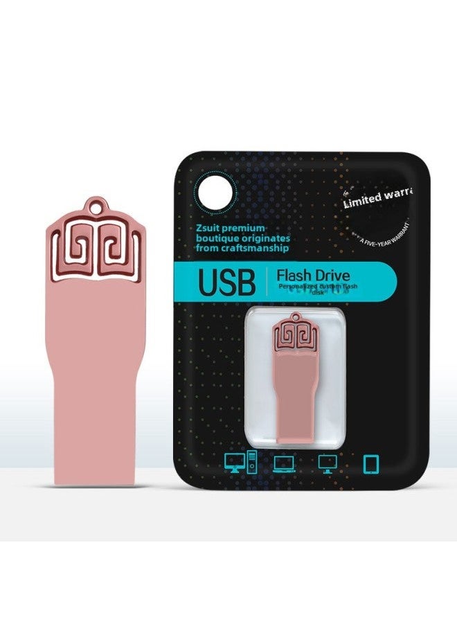 Storage Disk 64GB High Speed U Engraving System Making Computer USB 128G32g16g8 Chinese Style Usb3.0-Color:Standard Rose Gold-Capacity:4GB  - Image 1