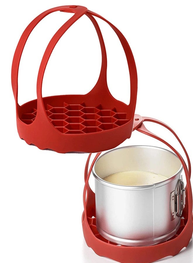 Saycker Silicone Sling Lifter Pot Silicone Bakeware Sling As Bakeware Pan Lifter and Roasting Rack(Red,size:6.5 Inch) - Image 1