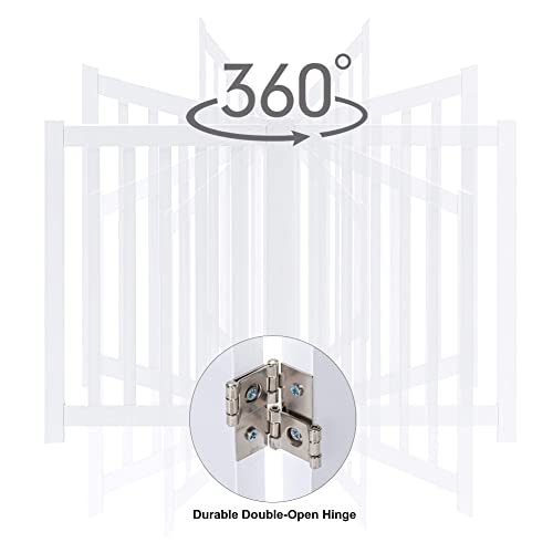 LZRS 2-Panel Wooden Free Standing Foldable Dog Gate Indoor – Solid Hardwood 24" High, Step-Over Safety Pet Gate for Doorways, Stairs & Small Spaces - Indoor Use, White - Image 5