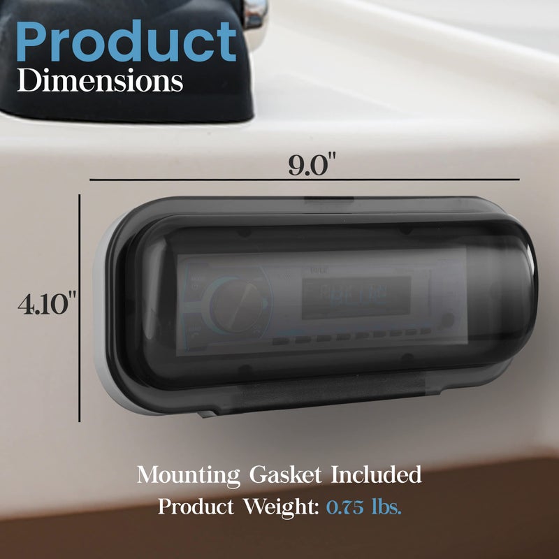 Pyle Water Resistant Marine Stereo Cover - Smoke Colored Heavy Duty Boat Radio Protector Shield with Flip-up Door & Spring Loaded Release - Mounting Gasket Included - PLMRCW1 - Image 5