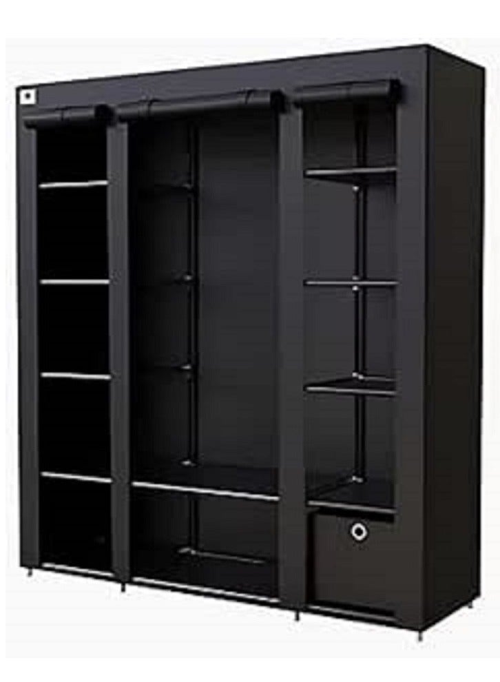 منظم خزانة ملابس قماشي أسود، ١٣٠ × ١٧٥ × ٤٥ سم - Image 1