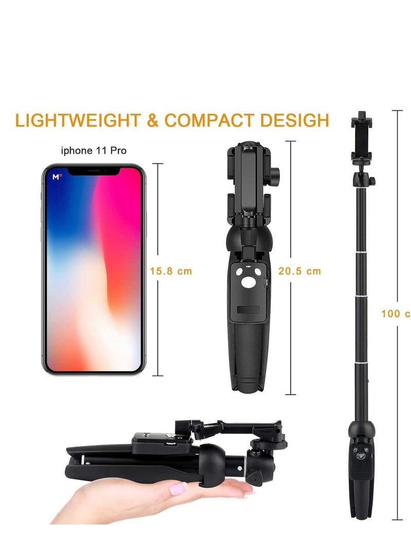 ELTRAZONE Selfie Stick Tripod, Portable 40 inch Aluminum Alloy Extendable Phone Tripod with Bluetooth Remote, Compatible with iPhone 15 14 13 Samsung Huawei (ELT-TR-1A) - Image 4
