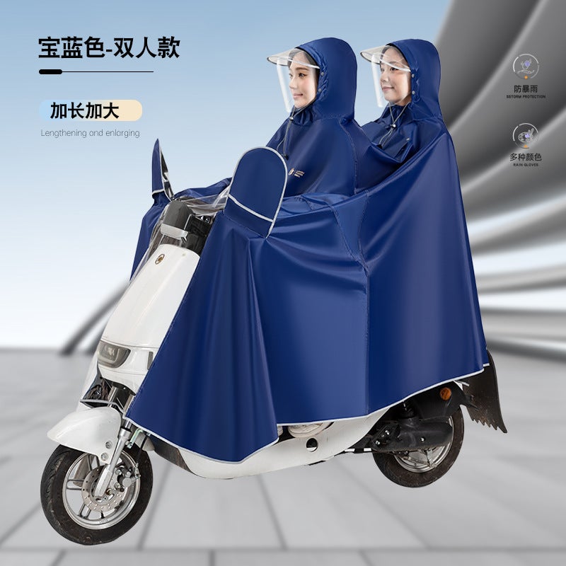 Generic Motorcycle Raincoat Full Body Oversized 5XL Double Visible Window Cover Mirror Royal Blue