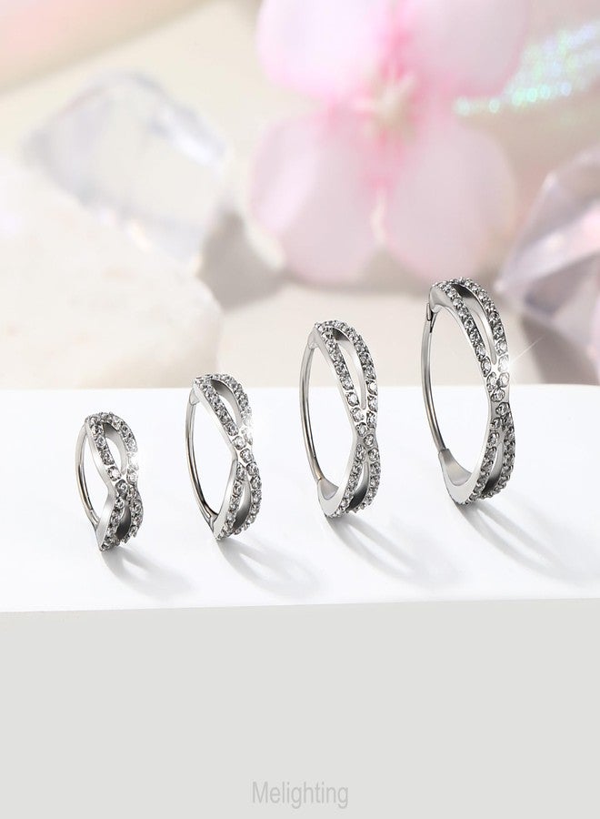 Melighting 20G Double Nose Ring 316L Surgical Steel Nose Hoop Transparent CZ Helix Clicker Earring Tragus Conch Jewellery for Women 8 mm Hinged Segment - Image 5