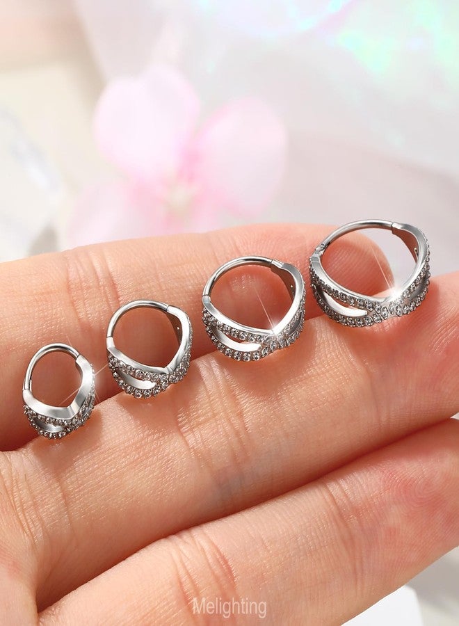 Melighting 20G Double Nose Ring 316L Surgical Steel Nose Hoop Transparent CZ Helix Clicker Earring Tragus Conch Jewellery for Women 8 mm Hinged Segment - Image 3