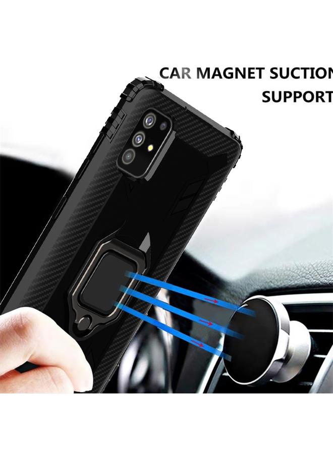 زبون جراب لهاتف Galaxy A51 مصنوع من ألياف الكربون مع حامل حلقي دوار 360 درجة - Image 4