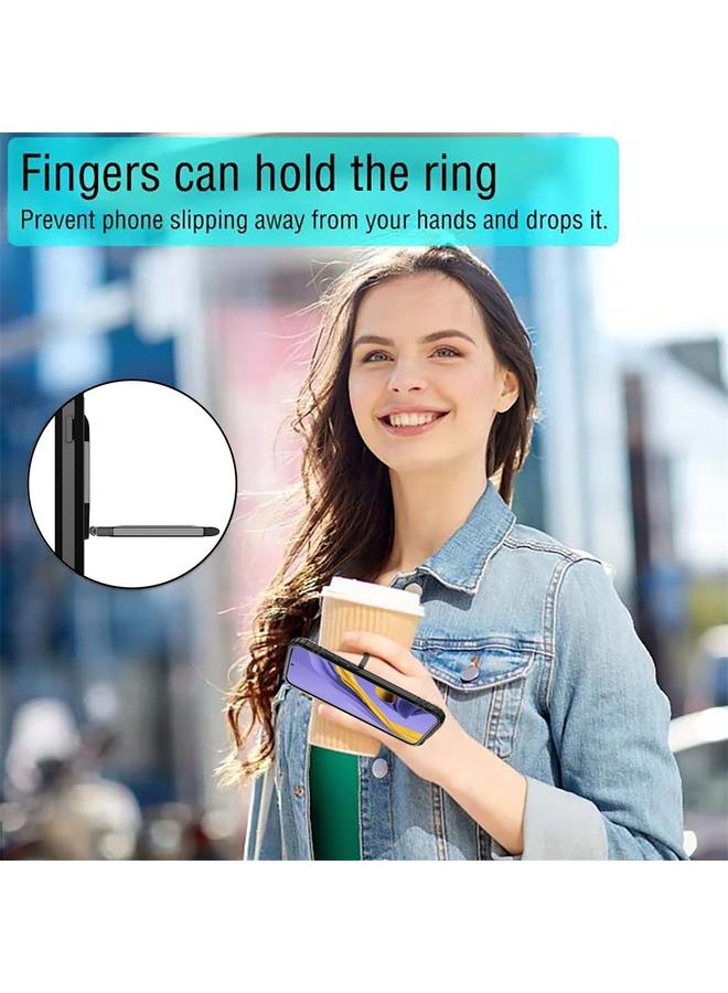 زبون جراب لهاتف Galaxy A51 مصنوع من ألياف الكربون مع حامل حلقي دوار 360 درجة - Image 5