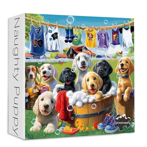 PICKFORU Dog Puzzles for Adults 1000 Pieces Funny Animals Jigsaw Puzzles Golden Retriever Difficult Puppy Puzzle as Wall Decor - Image 5