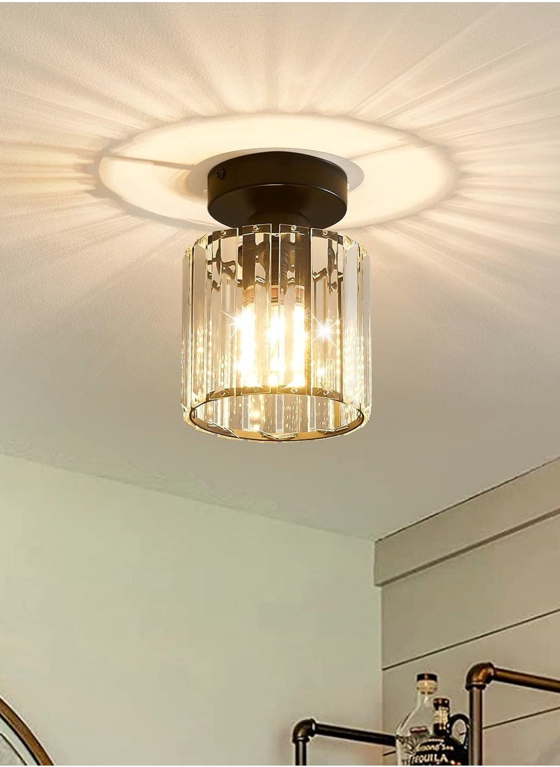 XiuWoo - Crystal Light Fixtures, Small Modern Chandeliers Ceiling Lamps, Semi Flush Mount Crystal Ceiling Light Fixture for Bedroom, Entryway, Bathroom, Hallway, Kitchen (E27 Bulb Included) - Image 1