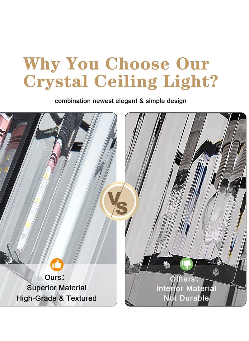 XiuWoo - Crystal Light Fixtures, Small Modern Chandeliers Ceiling Lamps, Semi Flush Mount Crystal Ceiling Light Fixture for Bedroom, Entryway, Bathroom, Hallway, Kitchen (E27 Bulb Included) - Image 1