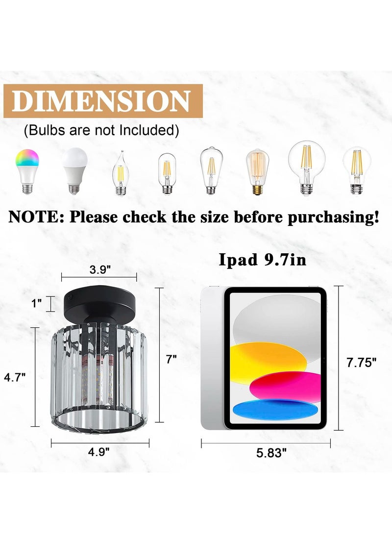 XiuWoo - Crystal Light Fixtures, Small Modern Chandeliers Ceiling Lamps, Semi Flush Mount Crystal Ceiling Light Fixture for Bedroom, Entryway, Bathroom, Hallway, Kitchen (E27 Bulb Included) - Image 1