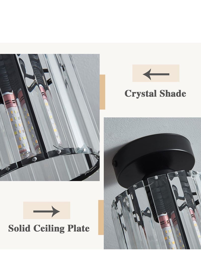 XiuWoo - Crystal Light Fixtures, Small Modern Chandeliers Ceiling Lamps, Semi Flush Mount Crystal Ceiling Light Fixture for Bedroom, Entryway, Bathroom, Hallway, Kitchen (E27 Bulb Included) - Image 1