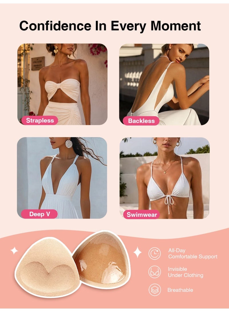 DEYVI Sticky Push Up Pads  Silicone Bra Stick On Bra Adhesive Bra Nipple Covers Breast Shaper Bra Inserts Waterproof Soft Padding for Weddings Sports Swimsuits and Bikinis - Image 5