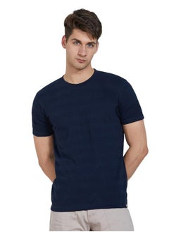 Dennis Lingo Regular Fit Dark Blue Cotton T-Shirt Crew Neck  - Image 1
