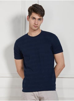 Dennis Lingo Regular Fit Dark Blue Cotton T-Shirt Crew Neck  - Image 3