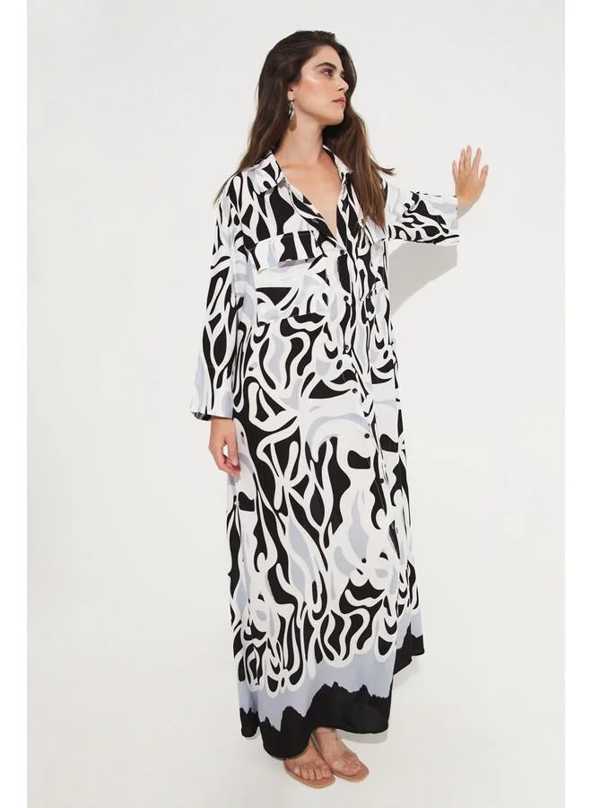 JUNE Abstract Print Maxi Dress