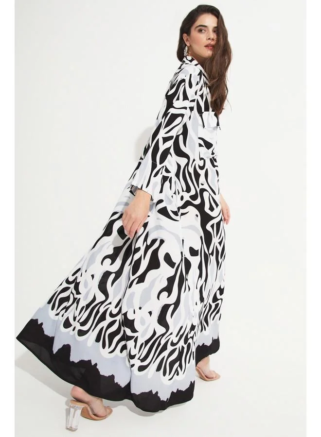 JUNE Abstract Print Maxi Dress