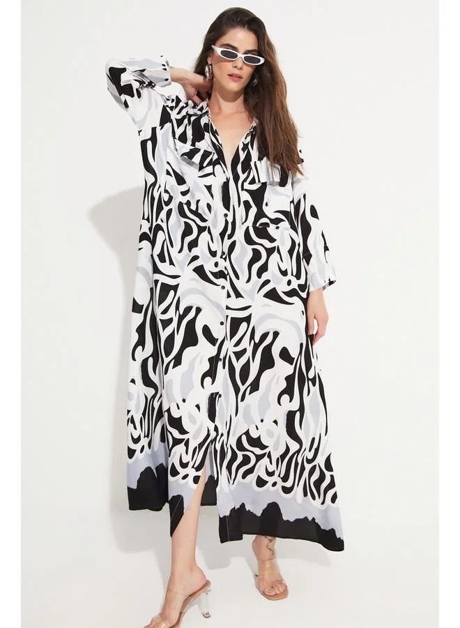 JUNE Abstract Print Maxi Dress