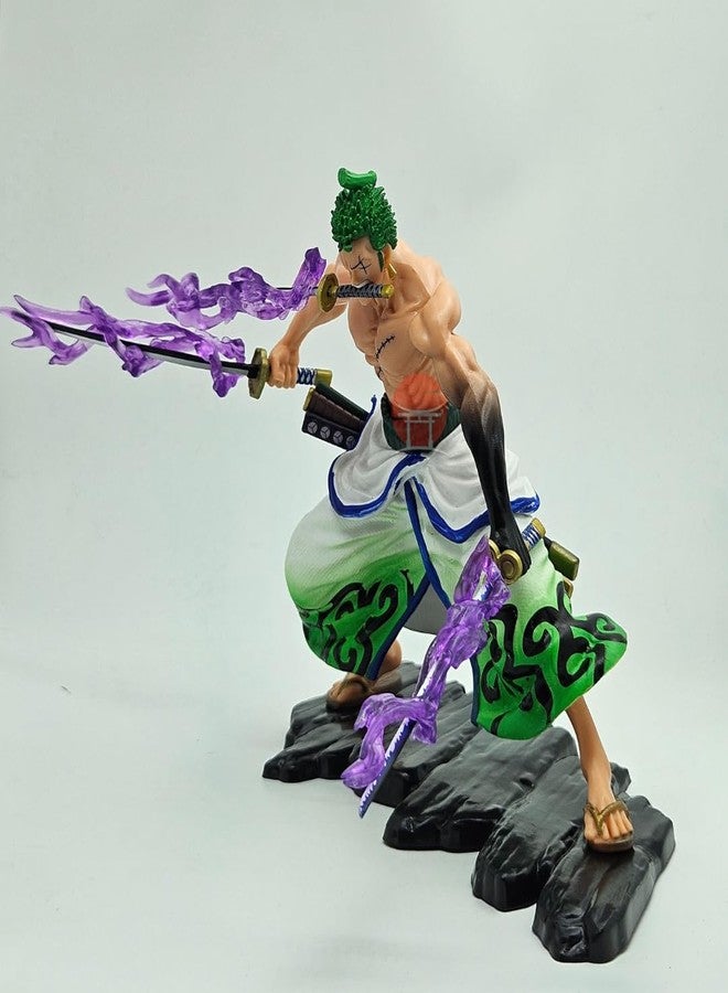 Realmkart Zoro Wano Kuni Action Figure 17cm One Piece Anime Statue with 3 Swords, Removable Accessories & Energy Effects | One Piece Collectible Figurine for Zoro Anime Fans & Collectors - Image 2