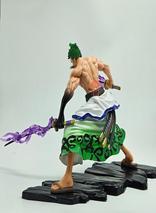 Realmkart Zoro Wano Kuni Action Figure 17cm One Piece Anime Statue with 3 Swords, Removable Accessories & Energy Effects | One Piece Collectible Figurine for Zoro Anime Fans & Collectors - Image 4
