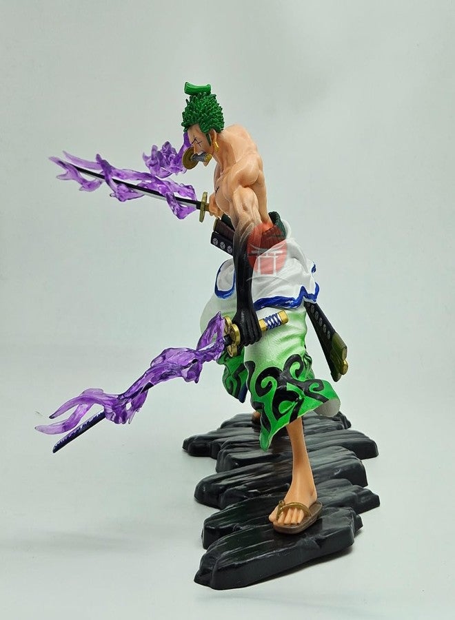 Realmkart Zoro Wano Kuni Action Figure 17cm One Piece Anime Statue with 3 Swords, Removable Accessories & Energy Effects | One Piece Collectible Figurine for Zoro Anime Fans & Collectors - Image 3