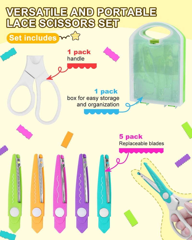 UCEC Decorative Paper Scissors Set, 5 Pairs Zig Zag Edges With Portable Organizing Container, Great for DIY Wavy Cutting, Crafts, Scrapbooking, Paper Quilling and Kid's Designs - Image 2