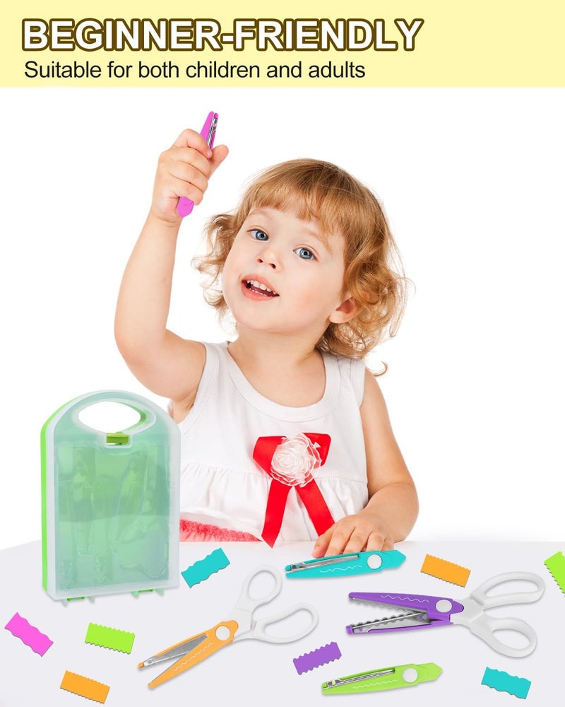 UCEC Decorative Paper Scissors Set, 5 Pairs Zig Zag Edges With Portable Organizing Container, Great for DIY Wavy Cutting, Crafts, Scrapbooking, Paper Quilling and Kid's Designs - Image 4