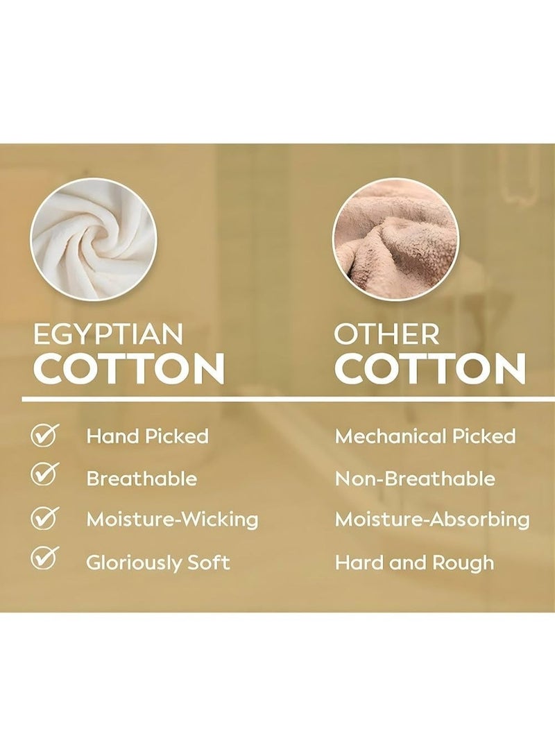 إيتن هوم وير طقم فوط حمام قطن مصري مكون من 3 قطع - 1 فوطه يد كبيرة جدا 50 × 90 سم وفوطتين للوجه 30 × 30 سم - فوط فائقة النعومة وعالية الامتصاص وسريعة الجفاف (أبيض) - Image 2