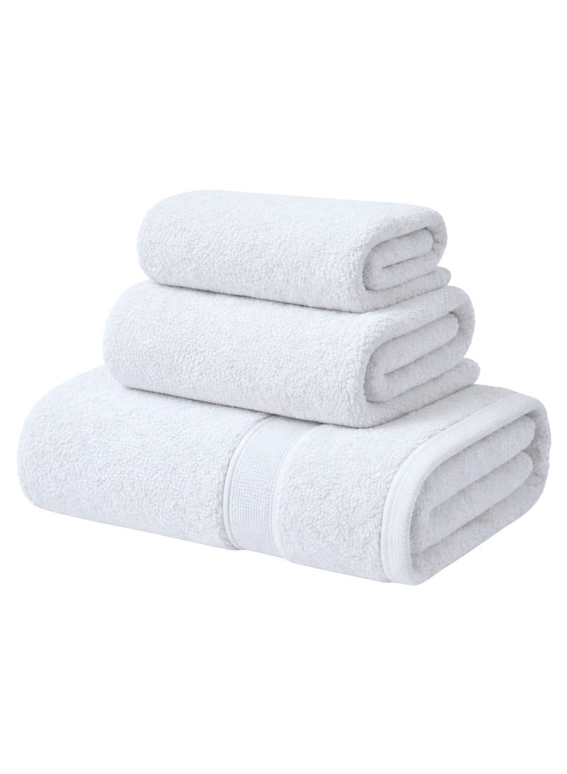 إيتن هوم وير طقم فوط حمام قطن مصري مكون من 3 قطع - 1 فوطه يد كبيرة جدا 50 × 90 سم وفوطتين للوجه 30 × 30 سم - فوط فائقة النعومة وعالية الامتصاص وسريعة الجفاف (أبيض) - Image 1