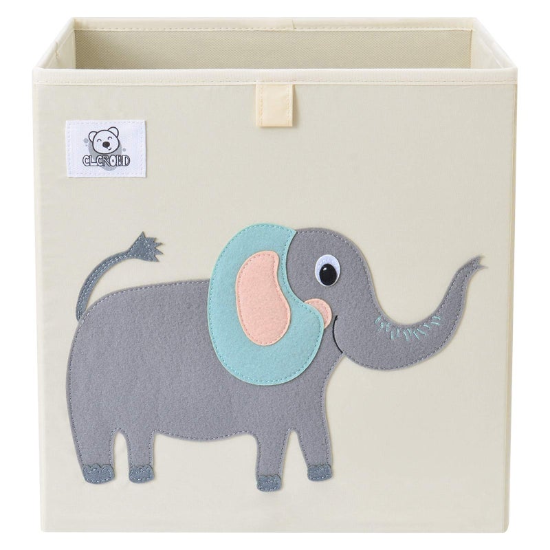 CLCROBD Foldable Animal Cube Storage Bins Fabric Toy BoxChestOrganizer for ToddlerKids Nursery Playroom 13 inch Cute Elephant