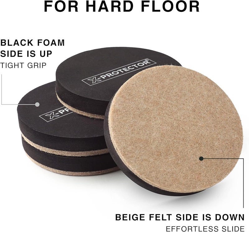 X-Protector Felt Furniture Sliders Hardwood Floors – 8 PCS 4 3/4 inch Furniture Sliders – Heavy Duty Felt Sliders Hard Surfaces – Move Your Furniture Easily & Safely! - Image 4