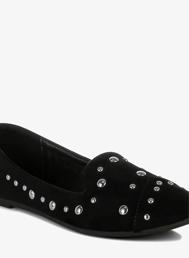 London Rag Black Stud Emebllished Ballet Flats in Black for Women | Best Price UAE
