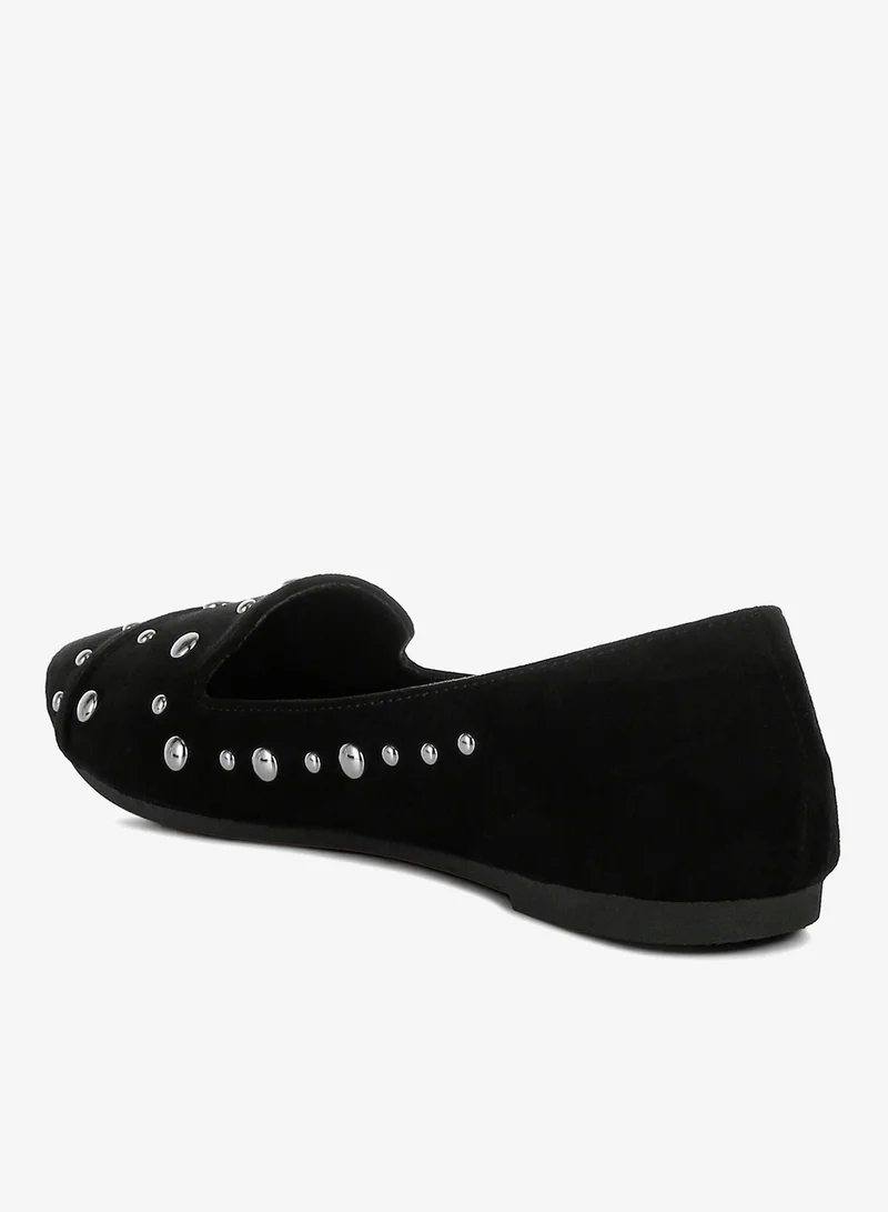 London Rag Black Stud Emebllished Ballet Flats in Black for Women | Best Price UAE
