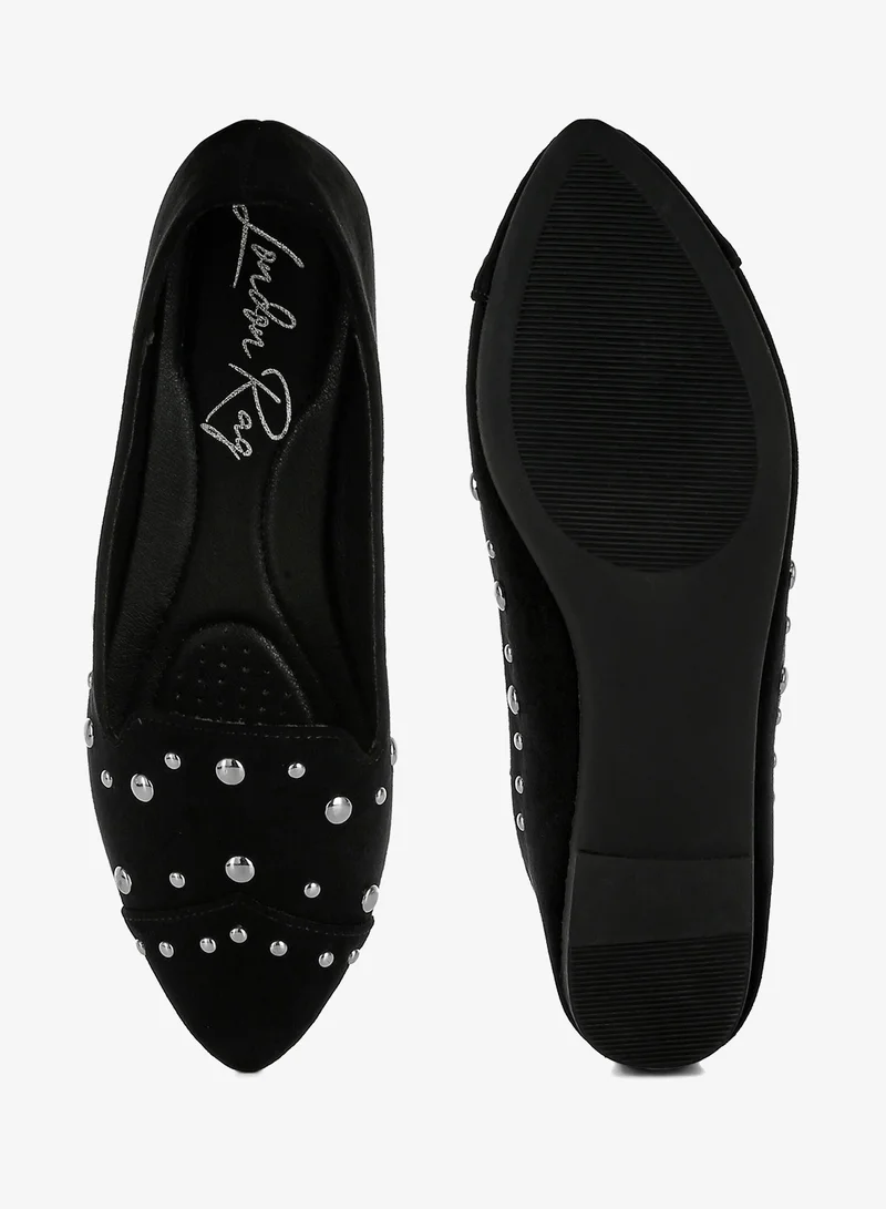 London Rag Black Stud Emebllished Ballet Flats in Black for Women | Best Price UAE